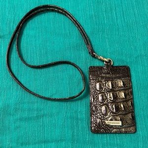 Brahmin Black Croc-Embossed ID Holder
